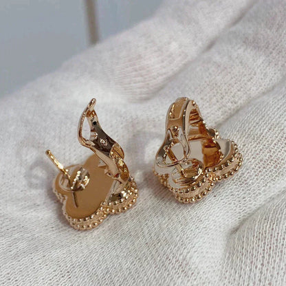 [⭐Maelin]CLOVER MEDIUM 1 MOTIFS CARNELIAN  DIAMOND earrings
