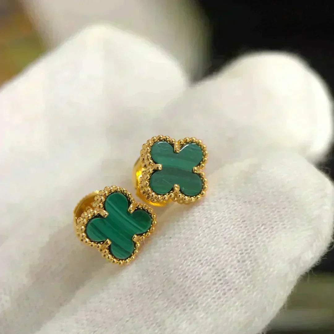 [⭐Maelin]CLOVER MINI 9.5MM MALACHITE  EARRINGS