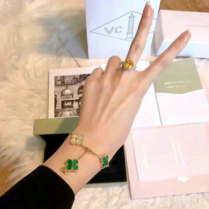 [⭐Maelin] CLOVER 5 MOTIF MALACHITE BRACELET COLLECTION
