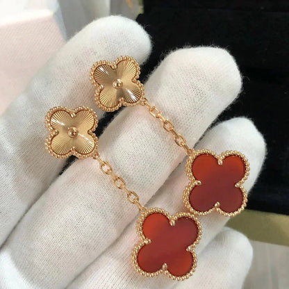 [⭐Maelin]CLOVER 2 MOTIF  LASER CARNELIAN EARRINGS