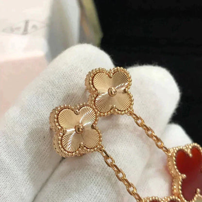 [⭐Maelin]CLOVER 2 MOTIF  LASER CARNELIAN EARRINGS