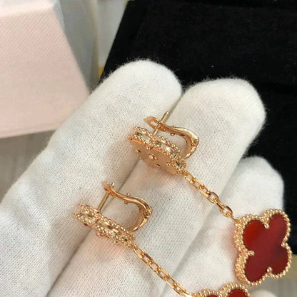 [⭐Maelin]CLOVER 2 MOTIF  LASER CARNELIAN EARRINGS