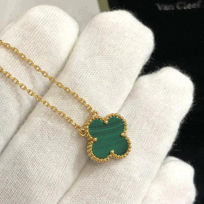 [⭐Maelin]CLOVER 15MM MALACHITE SINGLE FLOWER  NECKLACE