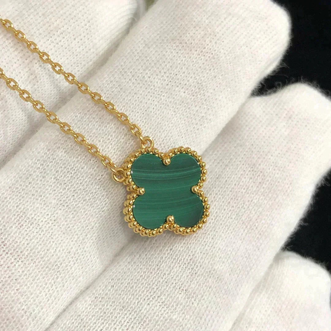 [⭐Maelin]CLOVER 15MM MALACHITE SINGLE FLOWER  NECKLACE