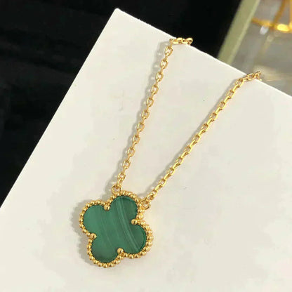 [⭐Maelin]CLOVER 15MM MALACHITE SINGLE FLOWER  NECKLACE