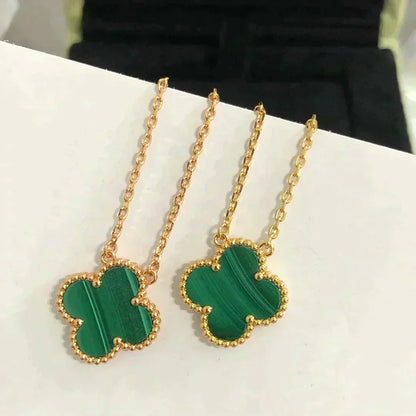 [⭐Maelin]CLOVER 15MM MALACHITE SINGLE FLOWER  NECKLACE
