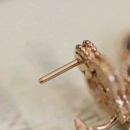 [⭐Maelin]CLOVER MEDIUM 1 MOTIFS FUll DIAMOND EARRINGS