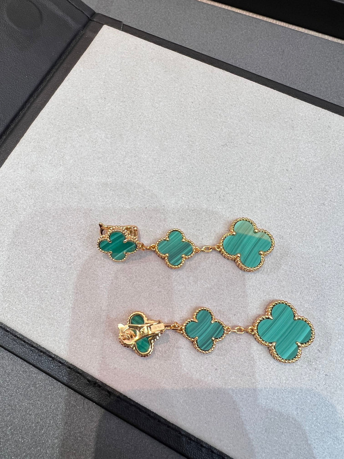 [⭐Maelin]CLOVER MALACHITE 3 MOTIFS GOLD