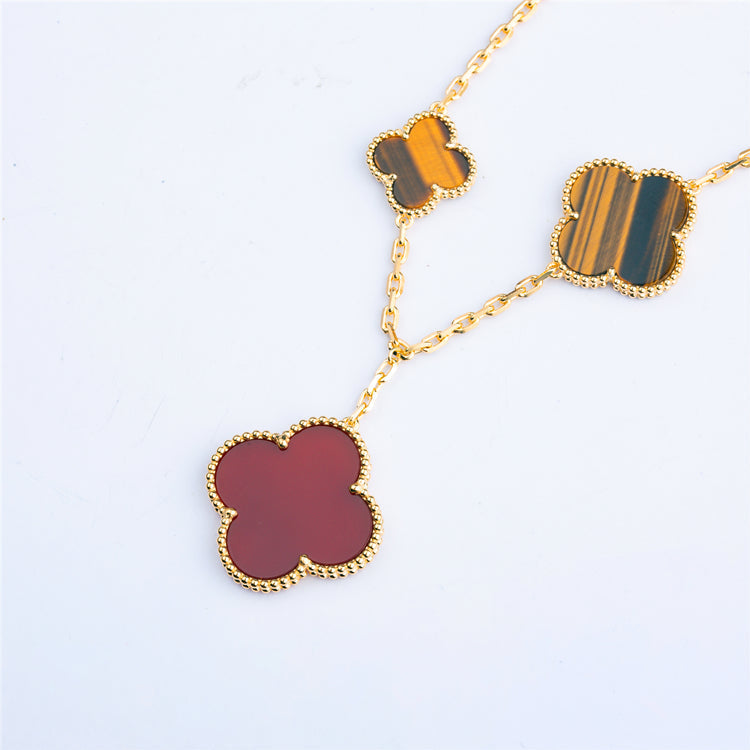 [⭐Maelin]CLOVER BRACELET 5 MOTIFS CARNELIAN TIGER EYE