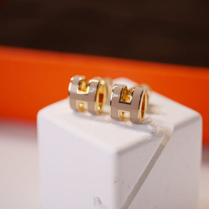 [⭐Maelin]MINI POP H GOLD EARRINGS GREY