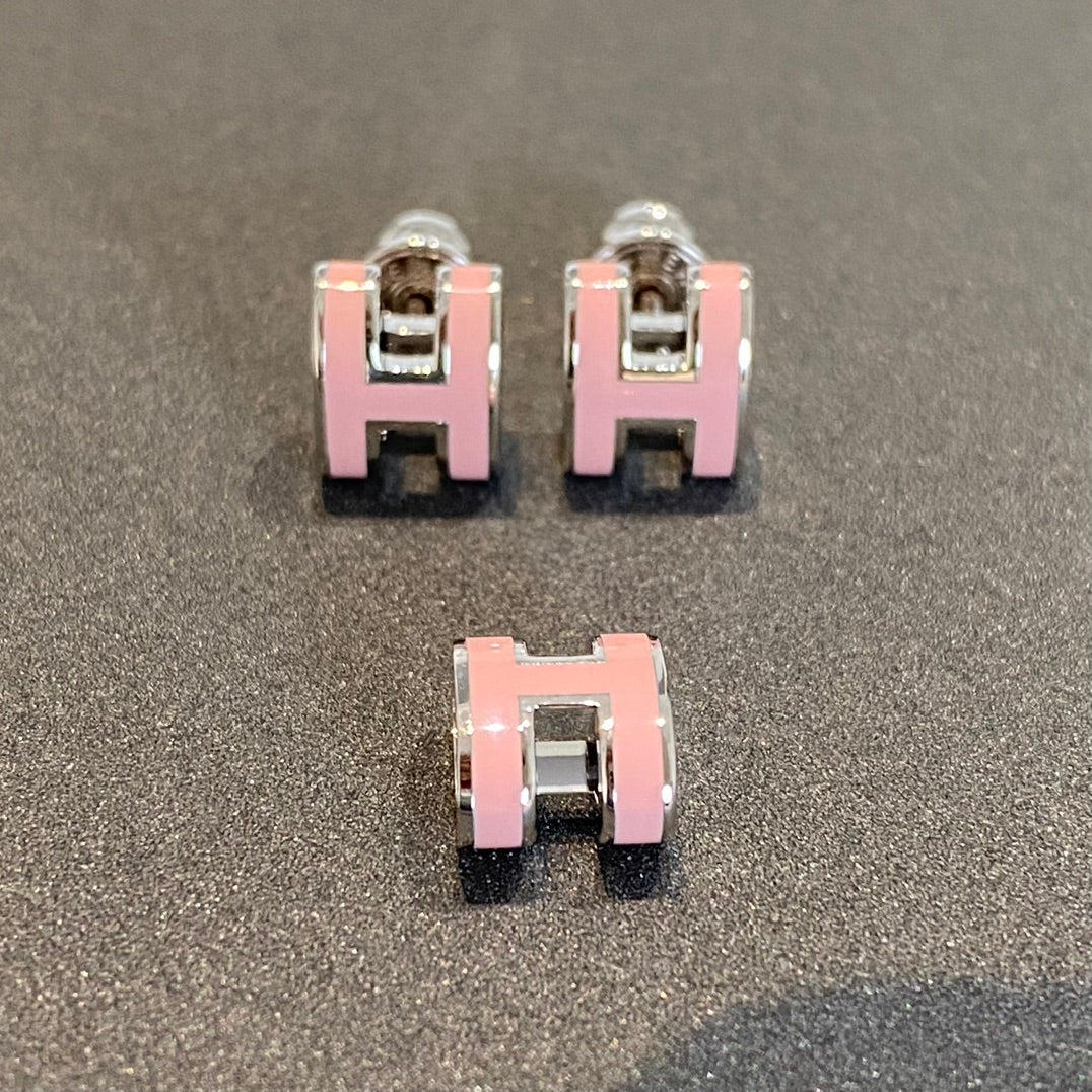 [⭐Maelin]MINI POP H SILVER EARRINGS PINK