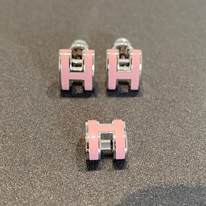 [⭐Maelin]MINI POP H SILVER EARRINGS PINK