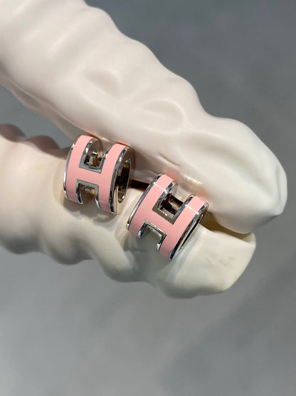[⭐Maelin]MINI POP H SILVER EARRINGS PINK