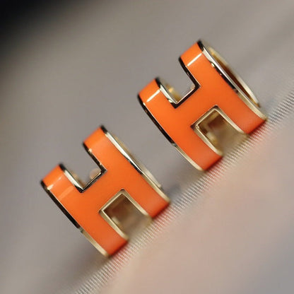 [⭐Maelin]MINI POP H EARRINGS ORANGE