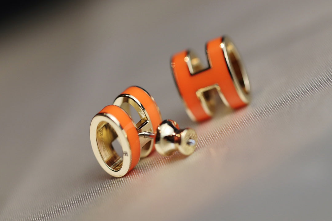 [⭐Maelin]MINI POP H EARRINGS ORANGE