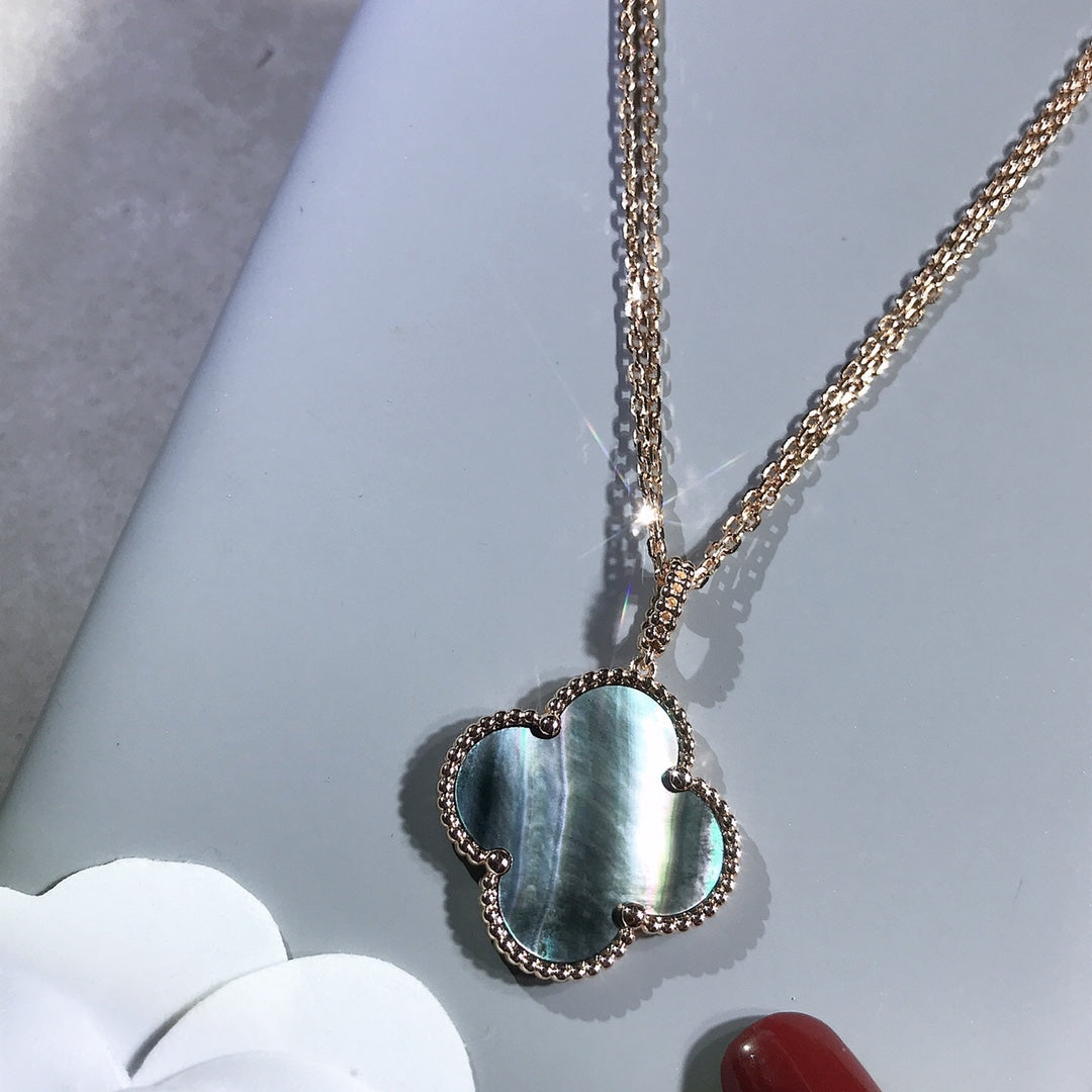 [⭐Maelin]CLOVER 25MM GOLD DARK MOP BIG CLOVER NECKLACE