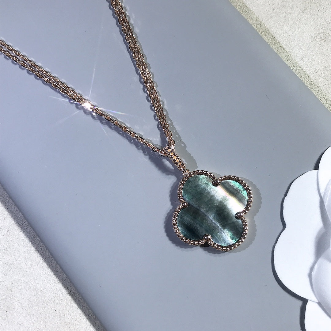 [⭐Maelin]CLOVER 25MM GOLD DARK MOP BIG CLOVER NECKLACE