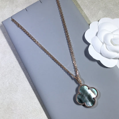 [⭐Maelin]CLOVER 25MM GOLD DARK MOP BIG CLOVER NECKLACE