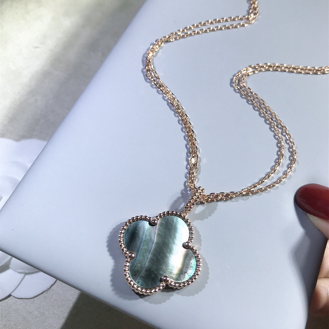[⭐Maelin]CLOVER 25MM GOLD DARK MOP BIG CLOVER NECKLACE