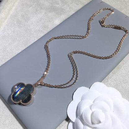 [⭐Maelin]CLOVER 25MM GOLD DARK MOP BIG CLOVER NECKLACE