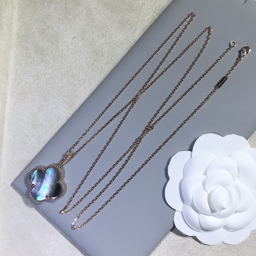 [⭐Maelin]CLOVER 25MM GOLD DARK MOP BIG CLOVER NECKLACE