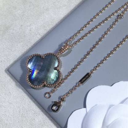 [⭐Maelin]CLOVER 25MM GOLD DARK MOP BIG CLOVER NECKLACE