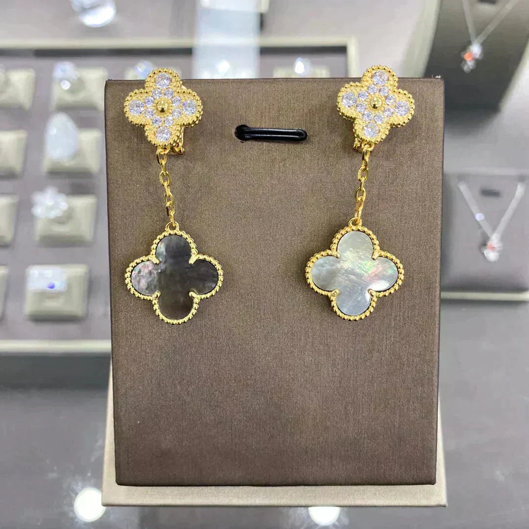[⭐Maelin]CLOVER  2 MOTIFS  DIAMOND  EARRINGS (MULTIPLE CHOICESç´