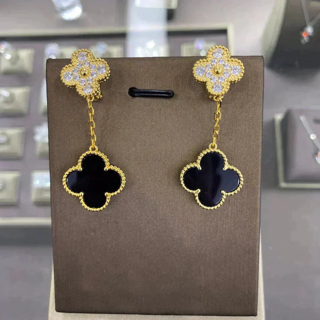 [⭐Maelin]CLOVER  2 MOTIFS  DIAMOND  EARRINGS (MULTIPLE CHOICESç´