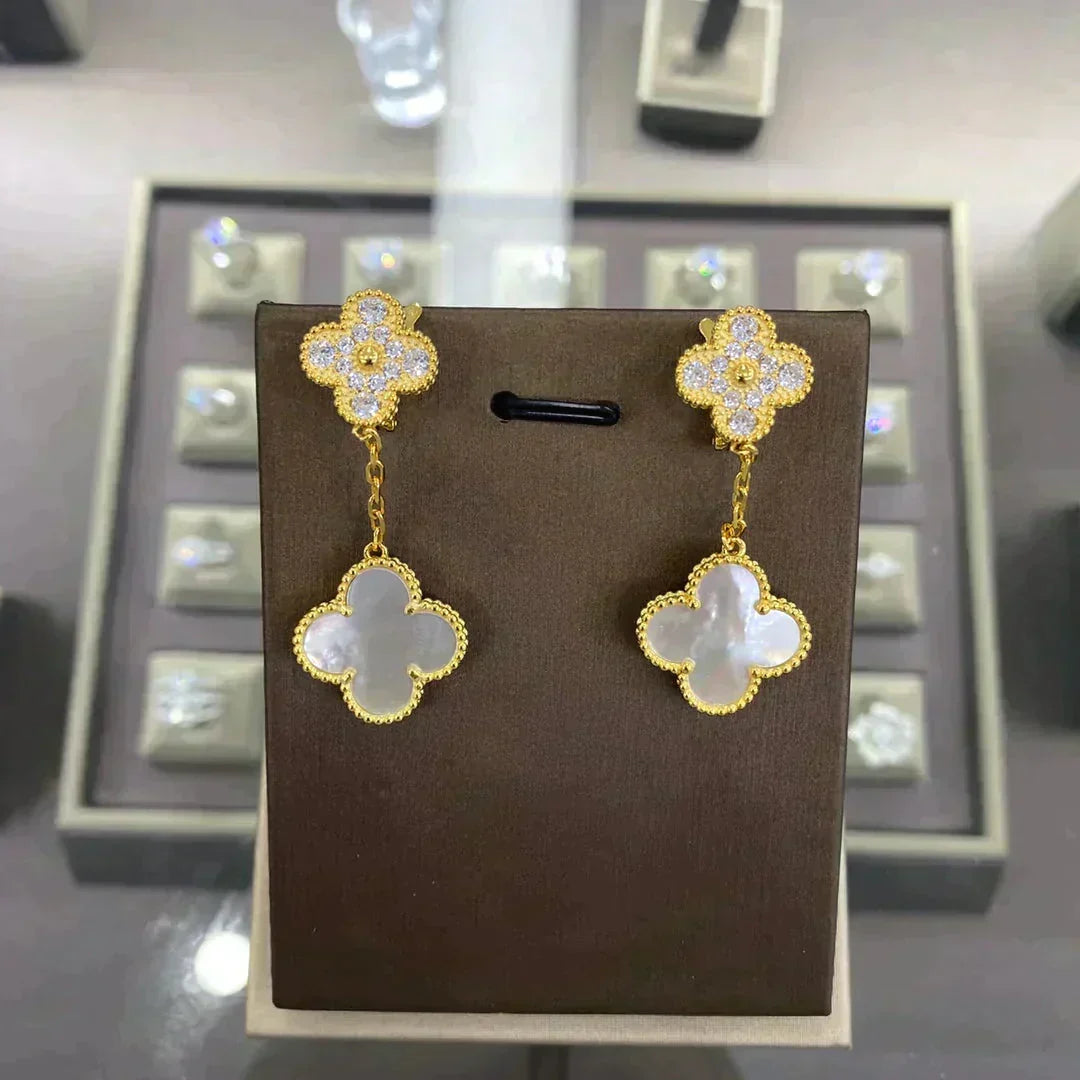 [⭐Maelin]CLOVER  2 MOTIFS  DIAMOND  EARRINGS (MULTIPLE CHOICESç´