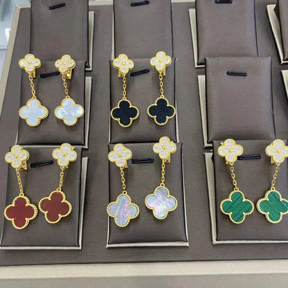 [⭐Maelin]CLOVER  2 MOTIFS  DIAMOND  EARRINGS (MULTIPLE CHOICESç´