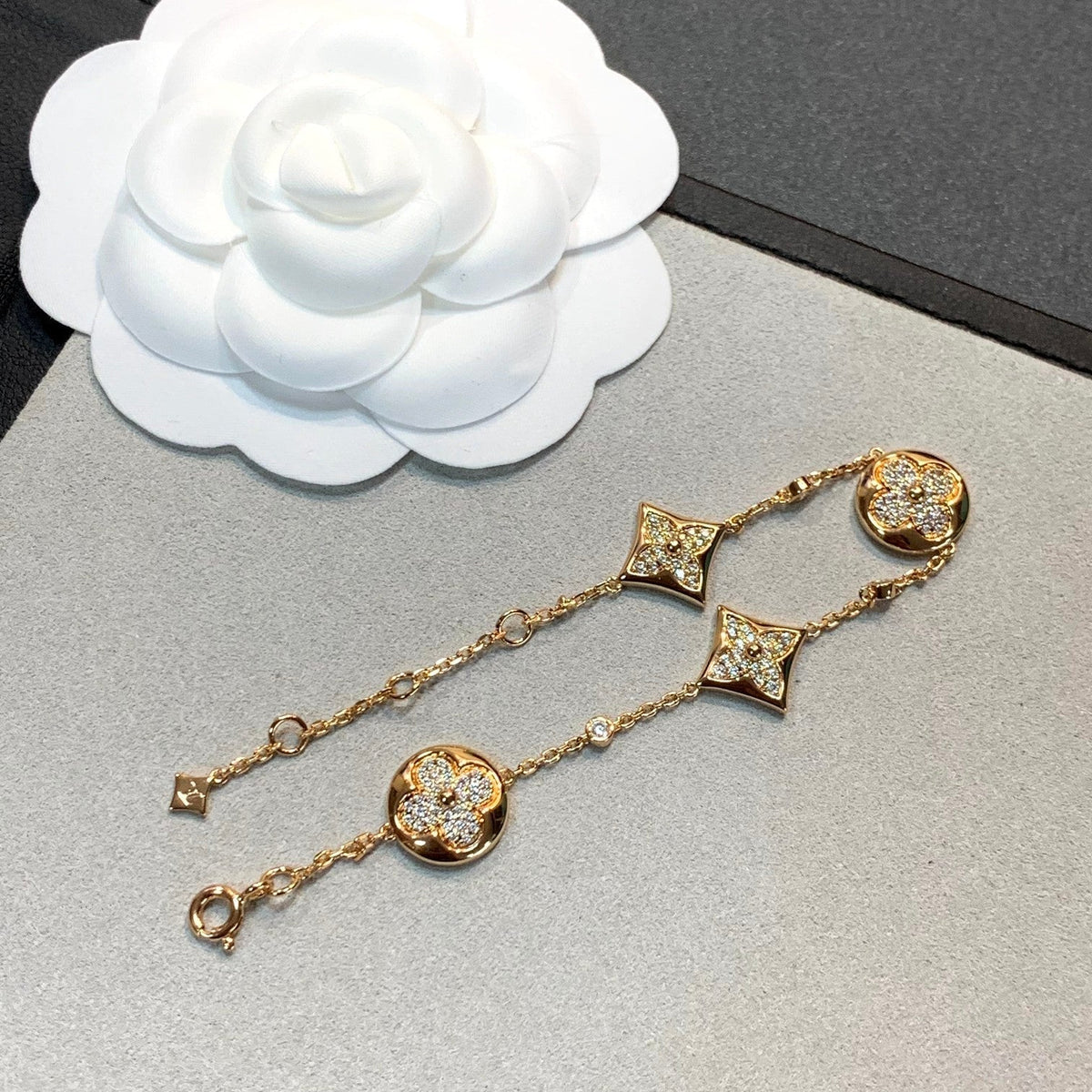 [⭐Maelin]STAR AND SUN 4 MOTIFS GOLD DIAMONDS BRACELET