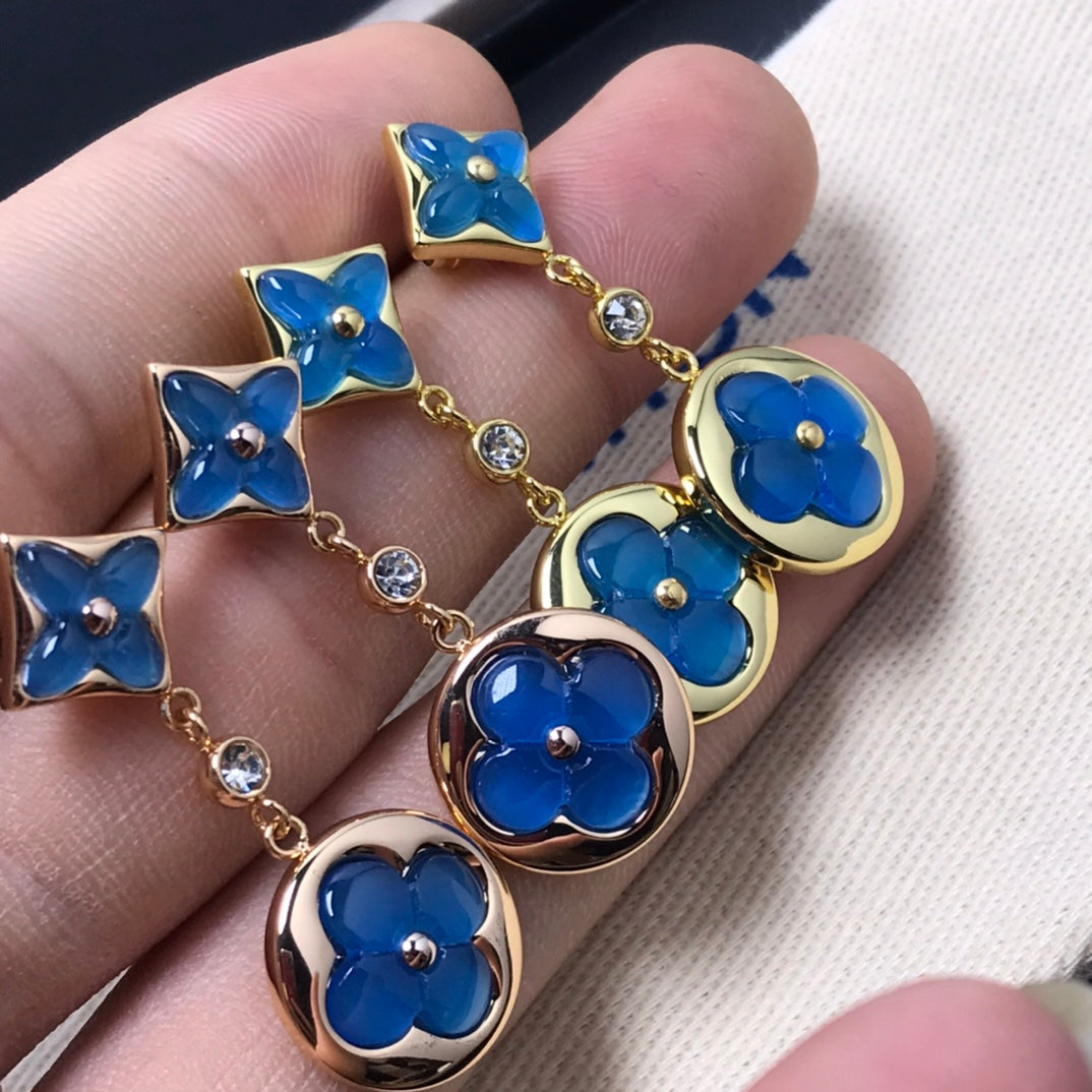 [⭐Maelin]STAR AND SUN AGATE DIAMOND EARRINGS