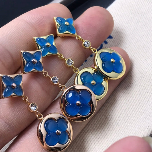 [⭐Maelin]STAR AND SUN AGATE DIAMOND EARRINGS