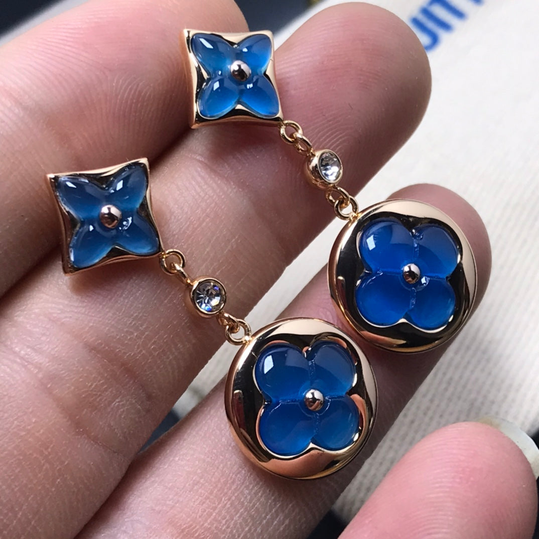 [⭐Maelin]STAR AND SUN AGATE DIAMOND EARRINGS