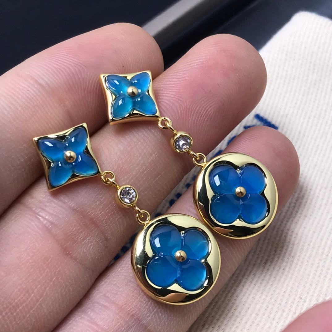 [⭐Maelin]STAR AND SUN AGATE DIAMOND EARRINGS