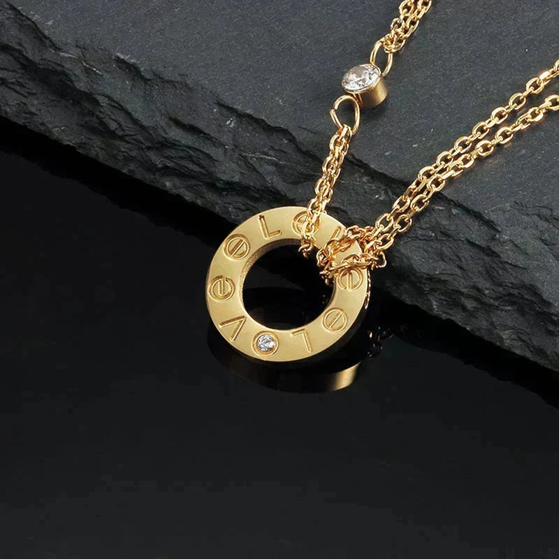 [⭐Maelin]LOVE NECKLACE 16MM 2 DIAMONDS