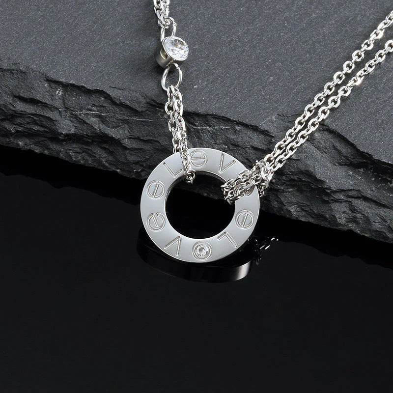 [⭐Maelin]LOVE NECKLACE 16MM 2 DIAMONDS