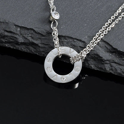 [⭐Maelin]LOVE NECKLACE 16MM 2 DIAMONDS