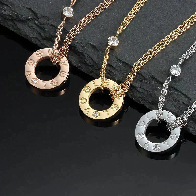 [⭐Maelin]LOVE NECKLACE 16MM 2 DIAMONDS