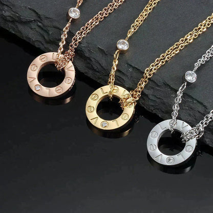 [⭐Maelin]LOVE NECKLACE 16MM 2 DIAMONDS