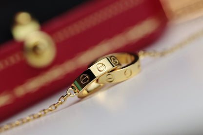[⭐Maelin]LOVE NECKLACE DOUBLE RING GOLD