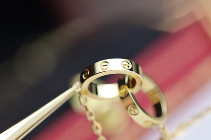 [⭐Maelin]LOVE NECKLACE DOUBLE RING GOLD