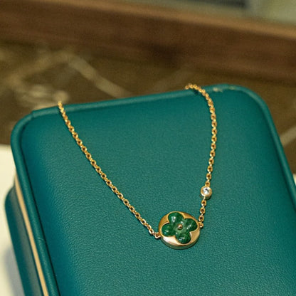 [⭐Maelin]SUN MALACHITE 1 DIAMOND PINK GOLD BRACELET
