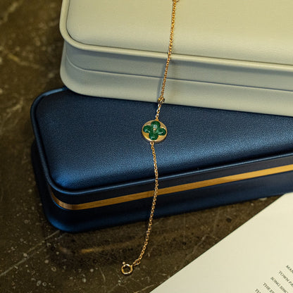 [⭐Maelin]SUN MALACHITE 1 DIAMOND PINK GOLD BRACELET