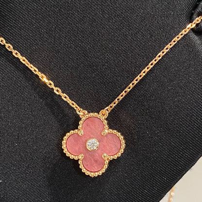[⭐Maelin]CLOVER 15MM DIAMOND RHODONITE NECKLACE