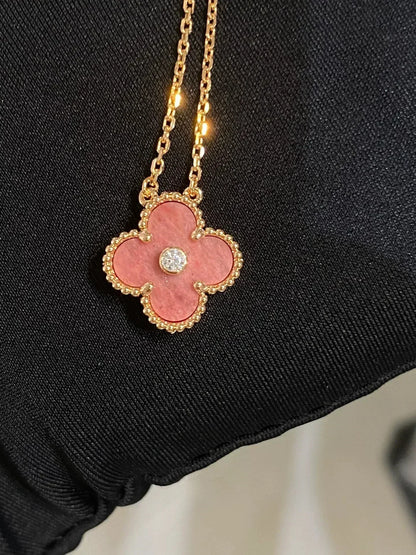 [⭐Maelin]CLOVER 15MM DIAMOND RHODONITE NECKLACE
