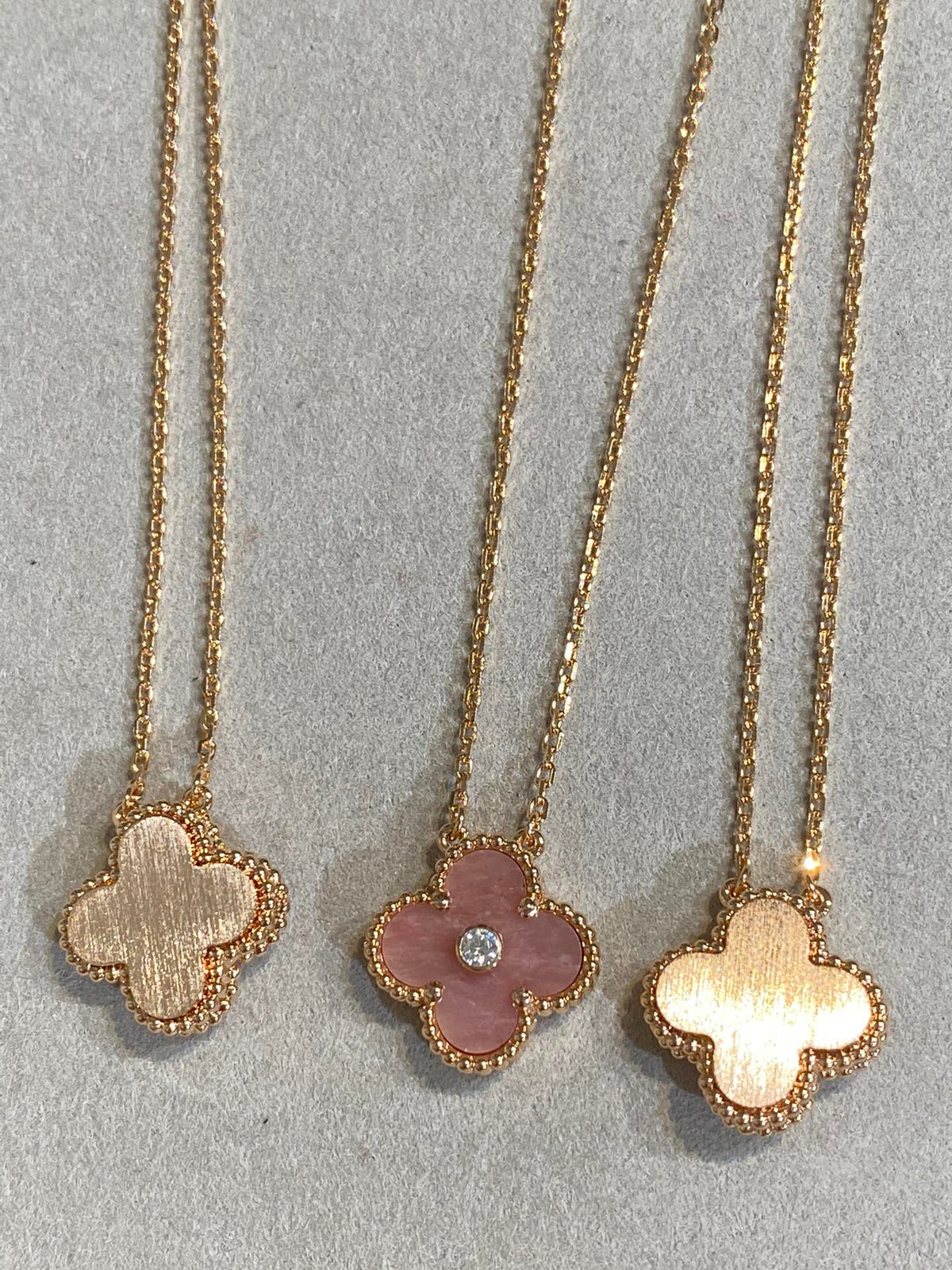 [⭐Maelin]CLOVER 15MM DIAMOND RHODONITE NECKLACE