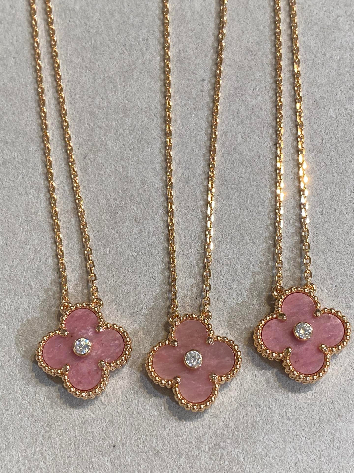 [⭐Maelin]CLOVER 15MM DIAMOND RHODONITE NECKLACE