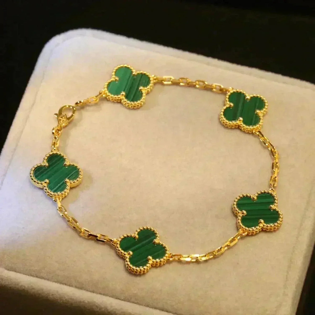[⭐Maelin] CLOVER 5 MOTIF MALACHITE BRACELET COLLECTION