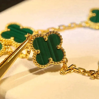 [⭐Maelin] CLOVER 5 MOTIF MALACHITE BRACELET COLLECTION